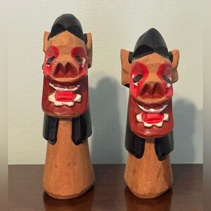 Brazilian Tribal Carranca Folklore Protector Tiki Style Hand Carved Wood Figure